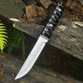 Handmade Ebony Handle Damascus Steel Fixed Blade Bowie Hunting Camping Knife OEM Leather Sheath UD405452